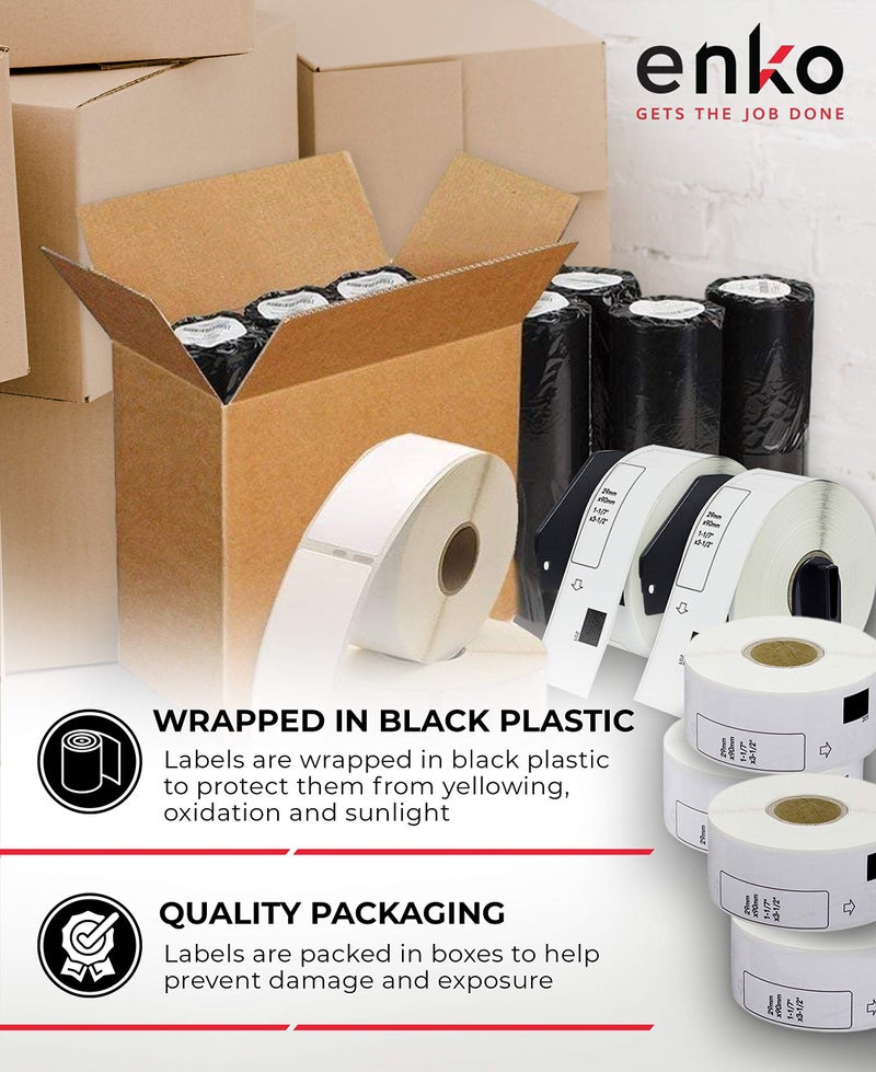 enKo Products enKo - Compatible DK-1201 Standard Address 1-1/7" x 3-1/2" Replacement Labels, Compatible for Brother QL Label Printers [12 Rolls / 4800 Labels with 4 Refillable Cartridge Frame] - Image 5